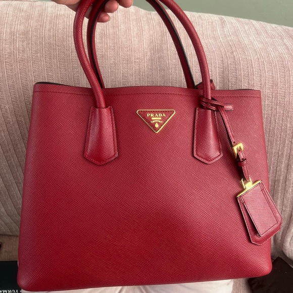❤️❤️ Prada Saffiano Cuir Double Bag, Red - Picture 4 of 5